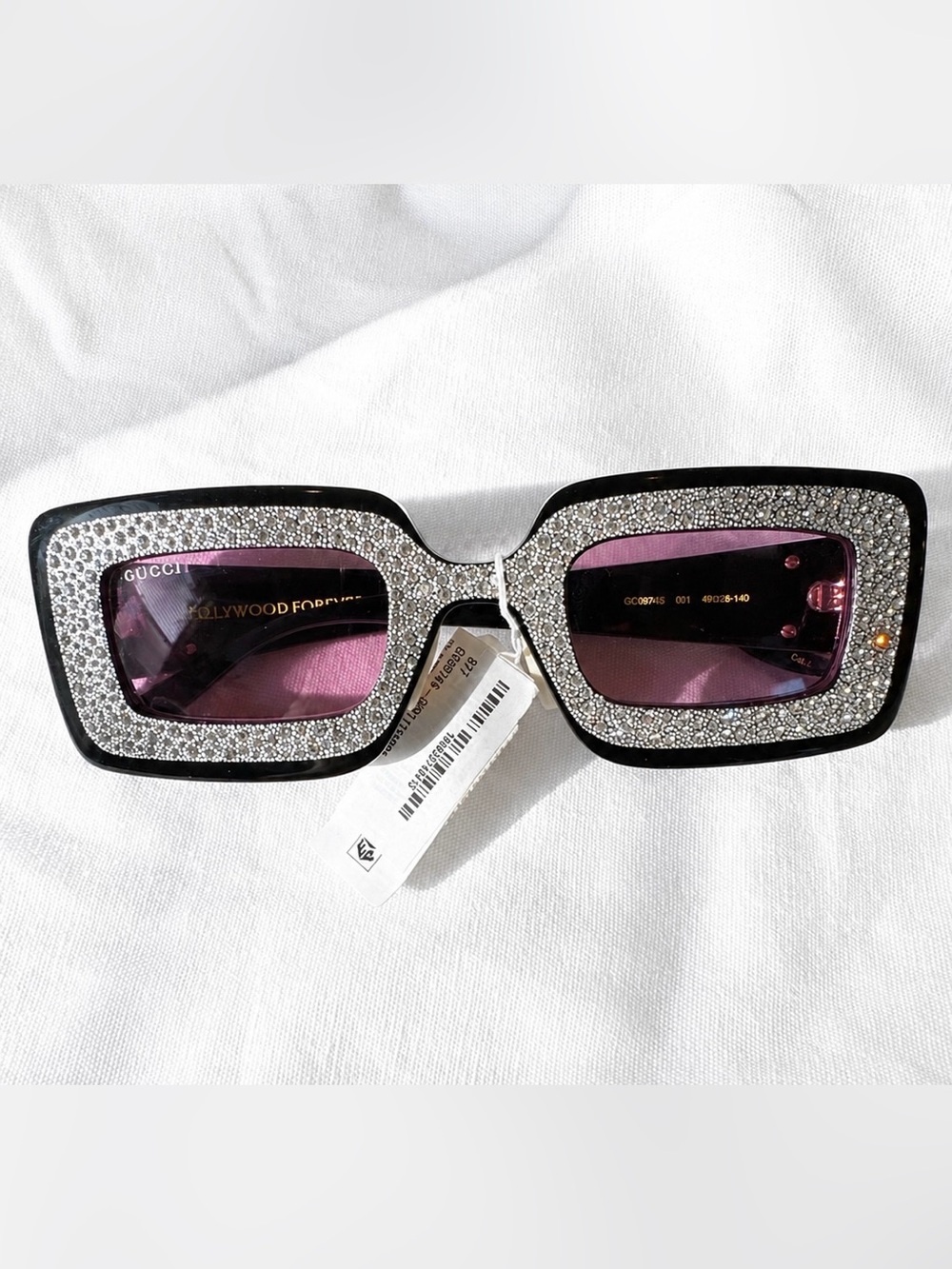 Hollywood forever Gucci glasses MWT pink lenses crystals around the frame